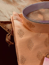 Light Peach Color Kurta for Men - Jute Silk material - Mens Kurta Pajama Set - Kaash