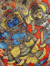 Light Peach Pure Linen by Linen with Zari Border - Radha-Krishna Images on the Pallu - Linen Saree - Digital Printed Linen Sarees - Kaash