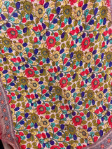 Light Peach Pure Linen by Linen with Zari Border - Radha-Krishna Images on the Pallu - Linen Saree - Digital Printed Linen Sarees - Kaash