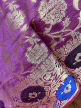 Light Purple Semi Silk Floral Jaal dupatta in semi silk (non-pure) with floral jaal with muted gold & meenakari — Kaash Collection