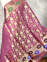 Light Purple Semi Silk floral Jaal Dupatta with Muted Gold Zari Weaving | Indian Dupatta | Scarf | Gift For Her | Dupatta for Lehenga - Kaash