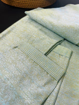 Light Sea Green men's kurta pajama in soft silk (non-pure) with floral self-embroidery on front, back & sleeves — Kaash Collection