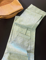 Light Sea Green men's kurta pajama in soft silk (non-pure) with floral self-embroidery on front, back & sleeves — Kaash Collection