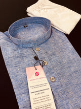 Light Sky Blue Color Pure Cotton Kurta Pajama Set with Cotton Pajama in White Color | Pure Cotton Kids Kurtas | Infants Kurta Pajama Set - Kaash