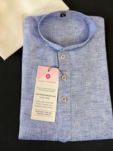 Light Sky Blue Color Pure Cotton Kurta Pajama Set with Cotton Pajama in White Color | Pure Cotton Kids Kurtas | Infants Kurta Pajama Set - Kaash