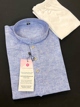 Light Sky Blue Color Pure Cotton Kurta Pajama Set with Cotton Pajama in White Color | Pure Cotton Kids Kurtas | Infants Kurta Pajama Set - Kaash