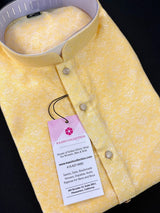 Light Yellow Color Soft Silk Kurta Pajama Set for Men - Kaash