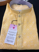 Light Yellow Color Soft Silk Kurta Pajama Set for Men - Kaash