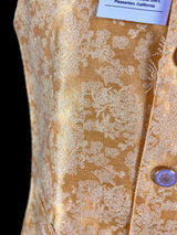 Light Yellow men's Nehru/Modi jacket in raw silk with zari weaving floral designs — Kaash Collection