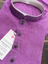 Lilac Color Cotton Kurta with White Pajama - Kaash