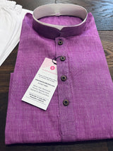Lilac Color Cotton Kurta with White Pajama - Kaash
