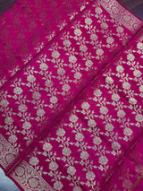 Magenta Pink Floral Jaal Soft Silk dupatta in soft silk (non-pure) with floral jaal soft silk — Kaash Collection
