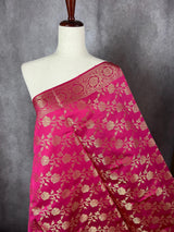 Maganta Pink Floral Jaal Soft Silk Dupatta | Light Weight | Indian Dupatta | Stole | Scarf | Gift For Her | Dupattas for Gift - Kaash