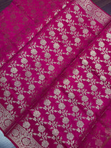 Maganta Pink Floral Jaal Soft Silk Dupatta | Light Weight | Indian Dupatta | Stole | Scarf | Gift For Her | Dupattas for Gift - Kaash