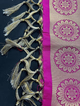 Magenta Pink Semi Banarasi dupatta in semi banarasi soft silk with floral with meenakari & muted gold zari — Kaash Collection