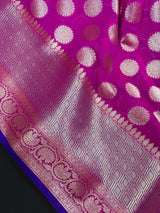 Magenta Pink with Green & Blue Pallu saree in banarasi soft silk with wide border with grand green & blue pallu — Kaash Collection