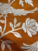 Mango Yellow Banarasi saree in pure crepe silk with banarasi border with parsi gara embroidery with banarasi border — Kaash Collection