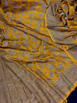 Mango Yellow Color Pure Khaddi Georgette Banarasi Silk Saree with Antique Zari Weave | Yellow Color Saree | SILK MARK CERTIFIED - Kaash
