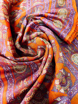 Mango Yellow Cotton Silk Print saree in soft cotton silk with floral print in kantha-inspired pattern — Kaash Collection