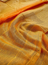 Mango Yellow Silk Cotton Sequence saree in silk cotton with thread work with tiny sequins — Kaash Collection