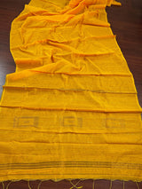 Mango Yellow Handloom Saree with tiny Sequence Work | Handloom Sarees | Sequin Saree | Sarees for Gift - Kaash