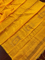 Mango Yellow Handloom Saree with tiny Sequence Work | Handloom Sarees | Sequin Saree | Sarees for Gift - Kaash