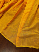 Mango Yellow Handloom Saree with tiny Sequence Work | Handloom Sarees | Sequin Saree | Sarees for Gift - Kaash
