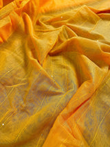 Mango Yellow Handloom Saree with tiny Sequence Work | Handloom Sarees | Sequin Saree | Sarees for Gift - Kaash