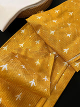 Mango Yellow Soft Silk Sequin Mens Kurta Pajama Set | Hand Embroidery with embedded Mirrors | Haldi Kurta | Wedding and Traditional Wear - Kaash