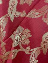 Maroon Banarasi Floral Soft Silk dupatta in soft silk (non-pure) with floral jaal with muted gold zari — Kaash Collection