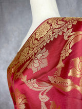 Maroon Color Banarasi Floral Soft Silk dupatta with Muted Gold Zari Weaving | Light Weight Dupatta | Silk Dupatta | Stole | Gift For Her - Kaash