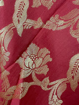 Maroon Color Banarasi Floral Soft Silk dupatta with Muted Gold Zari Weaving | Light Weight Dupatta | Silk Dupatta | Stole | Gift For Her - Kaash