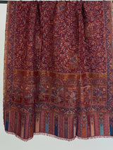 Maroon Color Pure Pashmina Kani Weave Kashmiri Shawl - Kaash