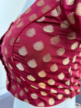 Maroon Color Soft Silk Ready to Wear Blouse | Long tassels | Padded Blouse | Readymade Saree Blouses | Maroon Color Read to Wear Blouses - Kaash