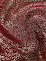 Silk Mark Certified Maroon Red Pure Kanjivaram Peacock saree in pure kanjivaram silk with peacock motifs with gold zari — Kaash Collection