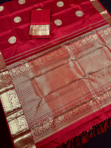 Maroon Red Color Pure Kanjivaram Silk Saree with Gold Zari | Pure Heirloom Kanchipuram Silk Saree with Peacock Motifs | SILK MARK CERTIFIED - Kaash