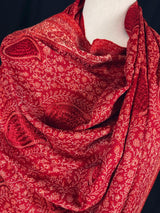 Maroon Red soft pashmina Kashmiri shawl with resham aari embroidery, paisley design — Kaash Collection