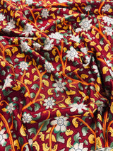 Maroon with Bottle Green and Multi - color Printed design Soft Silk Kalamkari Saree - Kaash