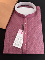 Mauve Color Men Kurta Pajama | Self Design embroidery Styles - Mens Ethnic Wear - Mauve Color Kurta - Kaash