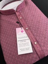 Mauve Color Men Kurta Pajama | Self Design embroidery Styles - Mens Ethnic Wear - Mauve Color Kurta - Kaash
