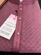 Mauve Color Men Kurta Pajama | Self Design embroidery Styles - Mens Ethnic Wear - Mauve Color Kurta - Kaash
