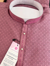 Mauve Color Men Kurta Pajama | Self Design embroidery Styles - Mens Ethnic Wear - Mauve Color Kurta - Kaash