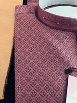 Mauve Color Men Kurta Pajama | Self Design embroidery Styles - Mens Ethnic Wear - Mauve Color Kurta - Kaash
