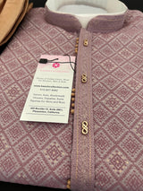 Mauve Pink with Gold Zari men's kurta pajama in self-embroidered silk blend with self-embroidered design with zari weave — Kaash Collection