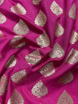 Mauve Pink Traditional Banarasi Handloom Saree in Banarasi Silk with Muted Gold Zari Weaving - Muted Gold Buttas - Grand Pallu - Kaash