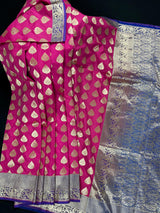 Mauve Pink Traditional Banarasi Handloom Saree in Banarasi Silk with Muted Gold Zari Weaving - Muted Gold Buttas - Grand Pallu - Kaash