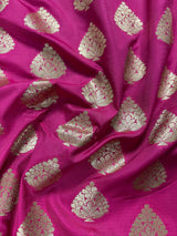 Mauve Pink Traditional Banarasi Handloom Saree in Banarasi Silk with Muted Gold Zari Weaving - Muted Gold Buttas - Grand Pallu - Kaash