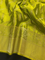 Mehndi Green Color Semi Mashru Silk Saree - Soft Silk Saree - Muted Gold Zari - Kaash