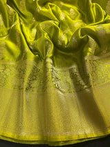 Mehndi Green Color Semi Mashru Silk Saree - Soft Silk Saree - Muted Gold Zari - Kaash