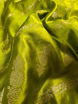 Mehndi Green Color Semi Mashru Silk Saree - Soft Silk Saree - Muted Gold Zari - Kaash